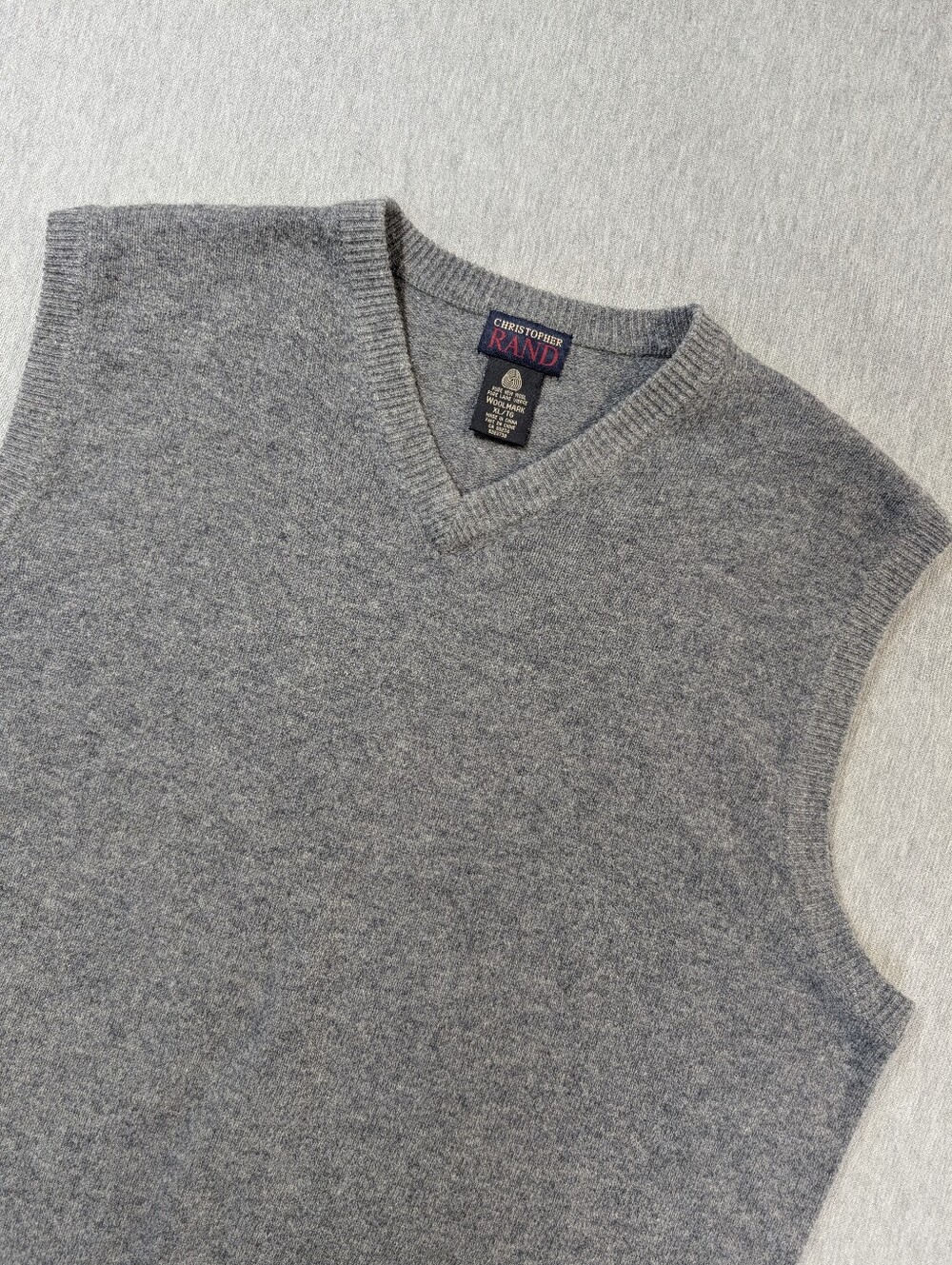 Christopher Rand Woolmark Wool Sweater Vest Men's XL Grey